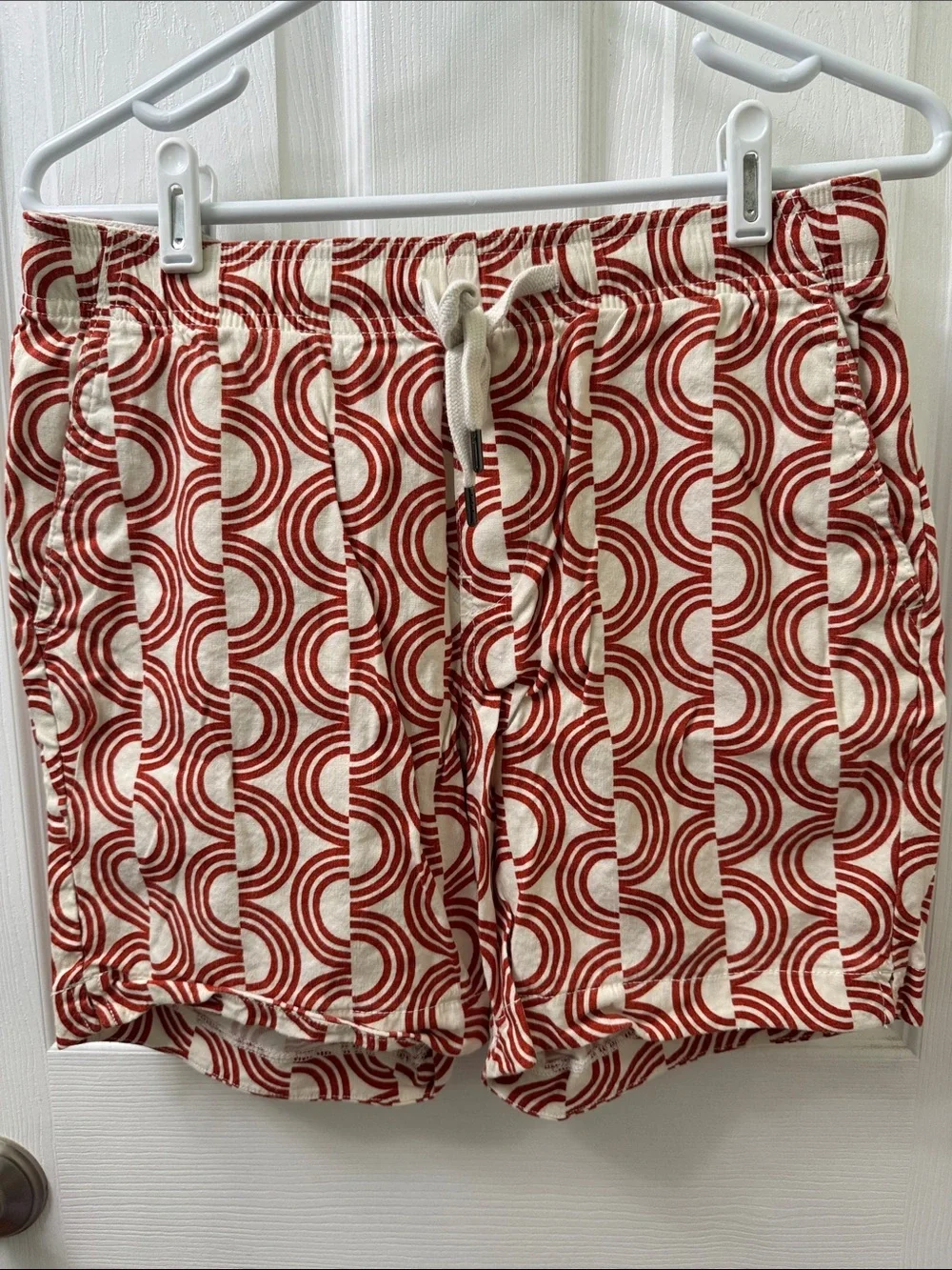 Men’s Red Patterned Drawstring Shorts - Picture 1 of 3